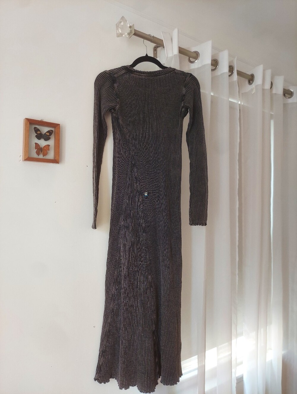 Free People One Grunge XS Maxi Dark Steel Gray Dress Thermal - Picture 6 of 6